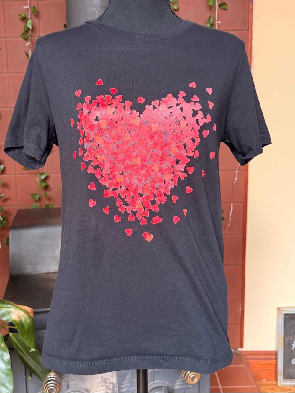 #325- woman’s Heart Sequin T-Shirt - Red Heart Design - Picture 4 of 6
